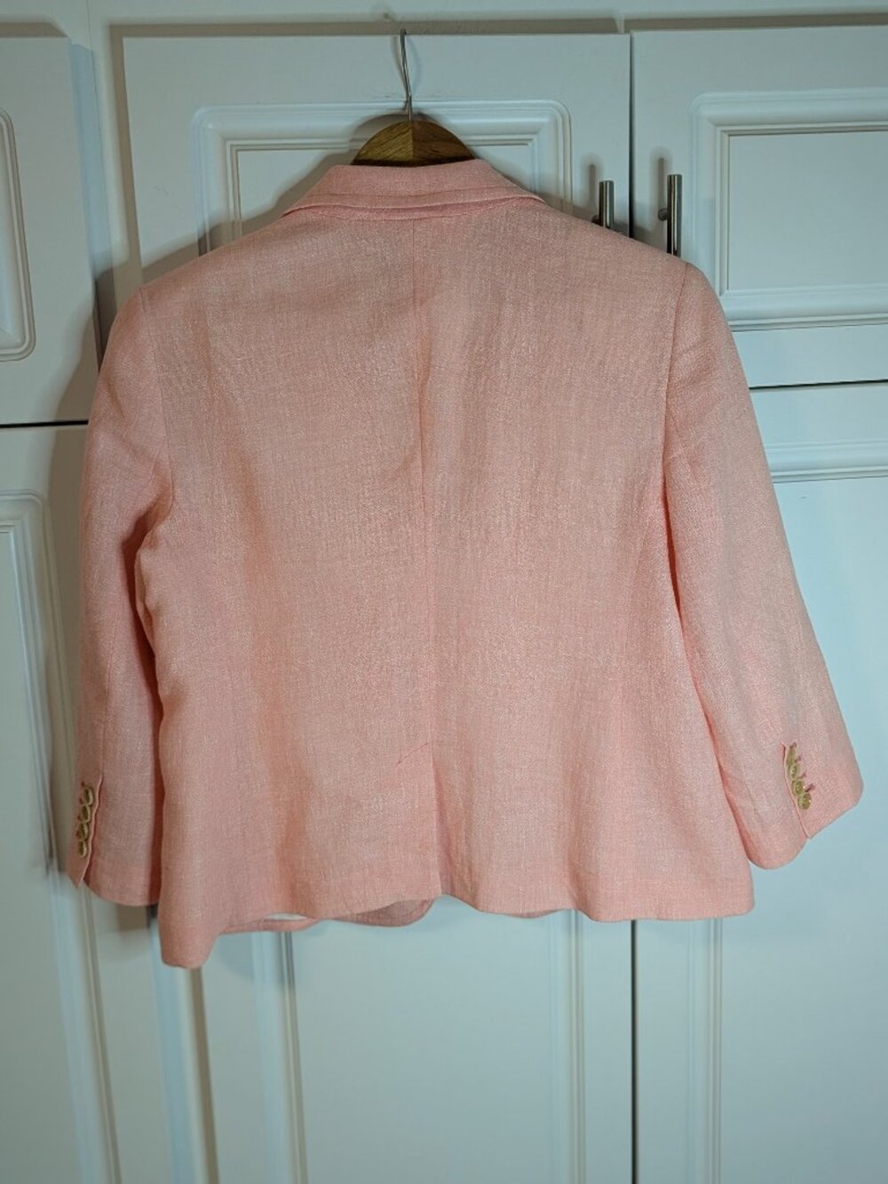*SALE* Talbots Grace Linen Blend 3/4 Sleeve Blazer Soft Salmon 14P Quiet Luxury - Picture 9 of 16